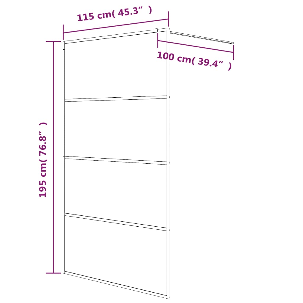fekete selyemmatt ESG üveg zuhanyfal 115 x 195 cm