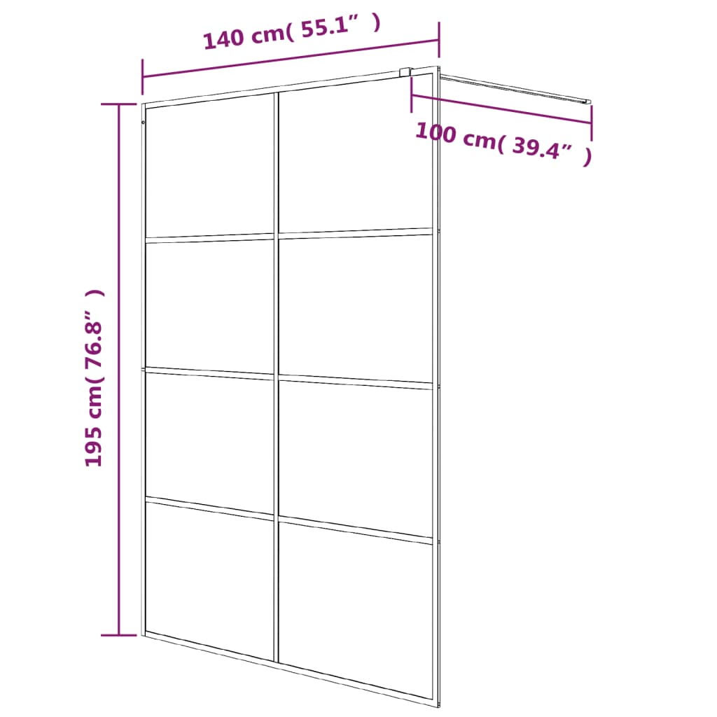 ezüstszínű átlátszó ESG üveg zuhanyfal 140x195 cm