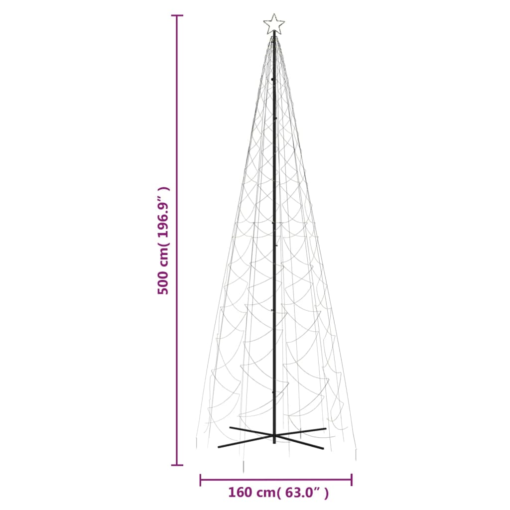 kúp alakú karácsonyfa 1400 meleg fehér LED-del 160 x 500 cm