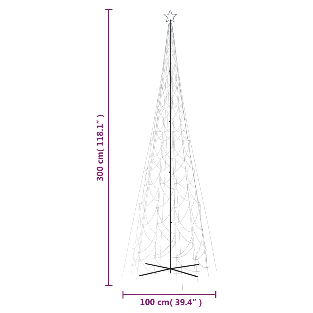 kúp alakú karácsonyfa 3000 kék LED-del 230 x 800 cm