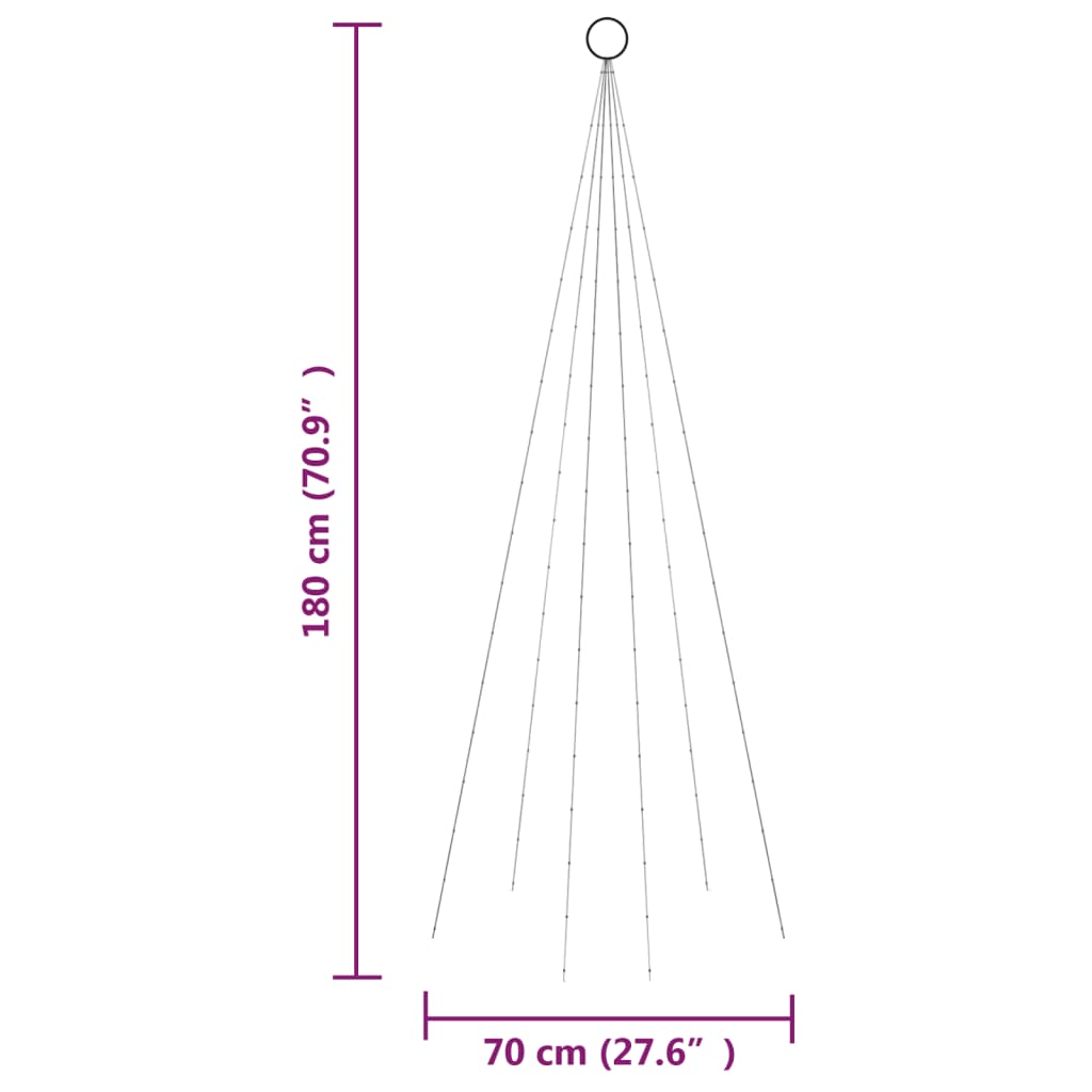 karácsonyfa zászlórúdon 108 hideg fehér LED-del 180 cm