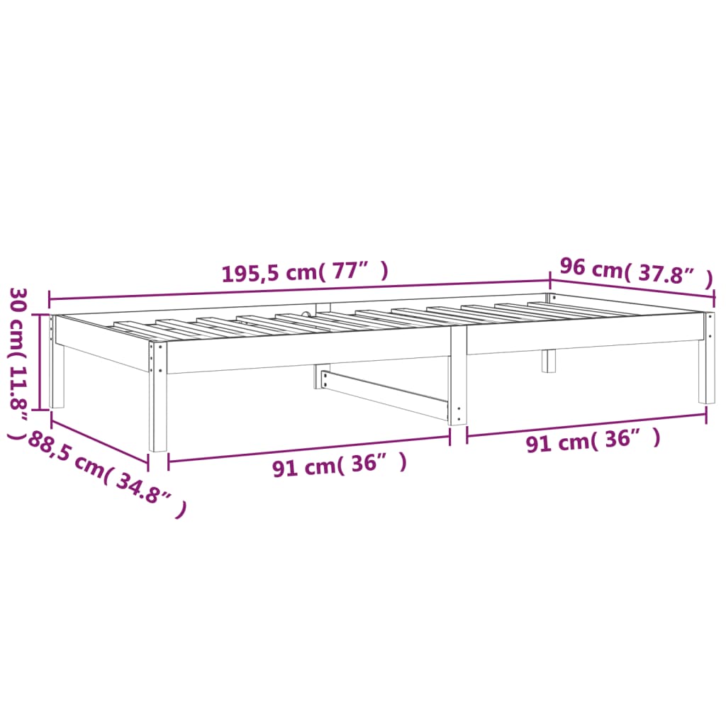tömör fenyőfa kanapéágy 90 x 190 cm (Single)