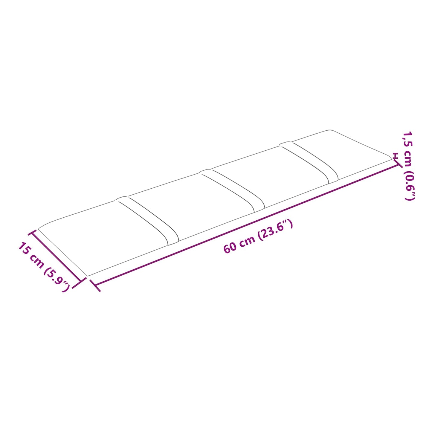 Fali Fejtámla 12 pcs Barna 60 x 15 cm Bársony