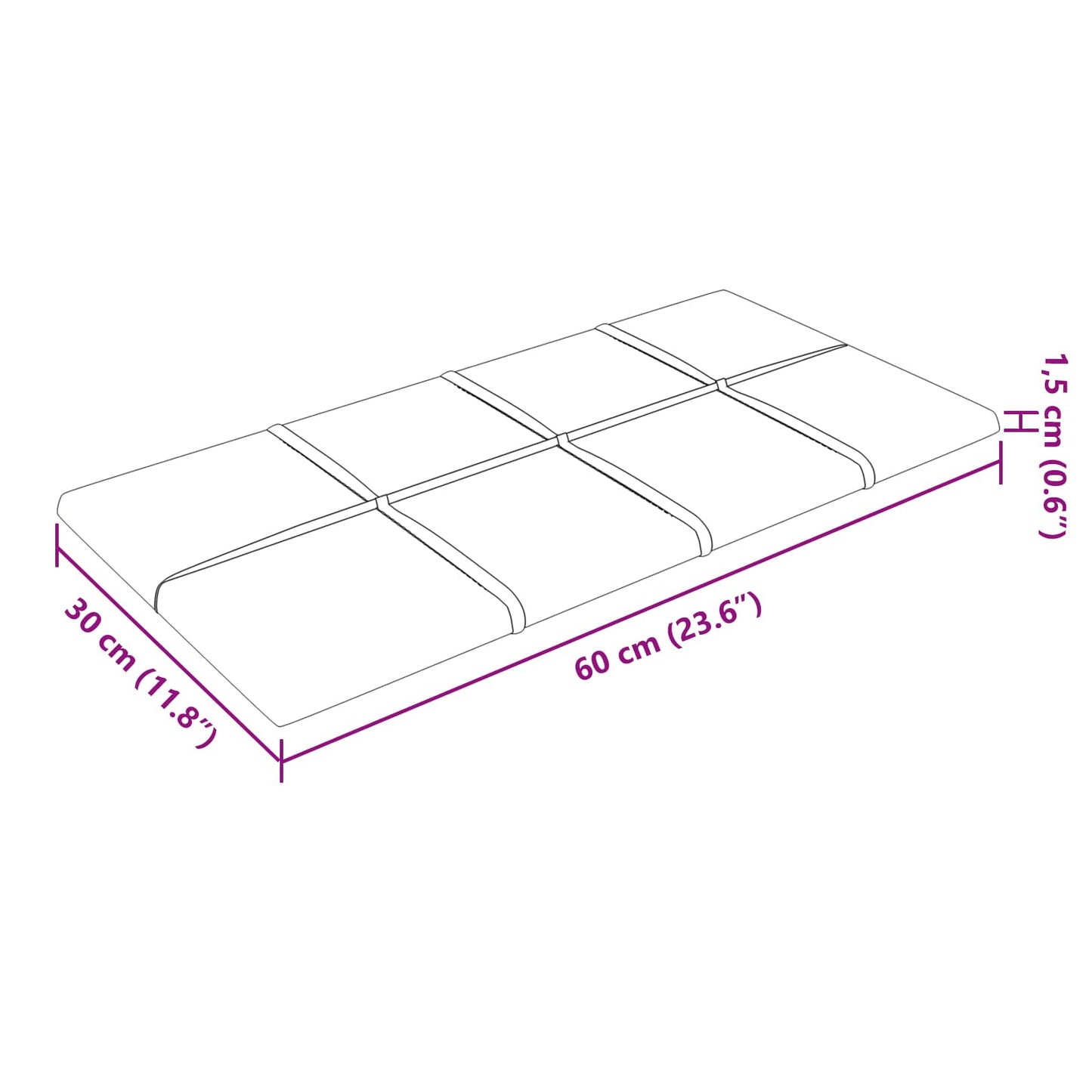 Fali Fejtámla 12 pcs Sárga 60 x 30 cm Bársony