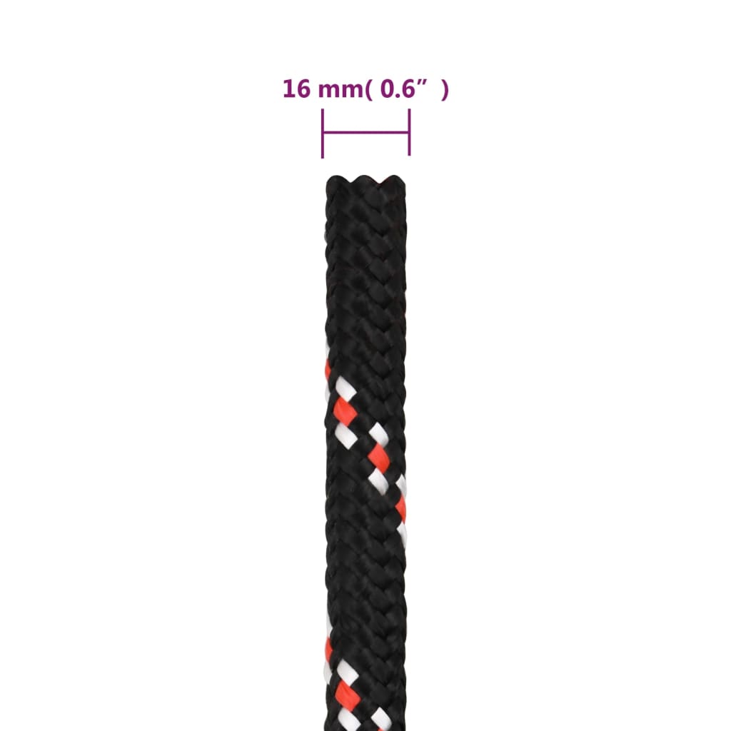fekete polipropilén hajókötél 16 mm 25 m