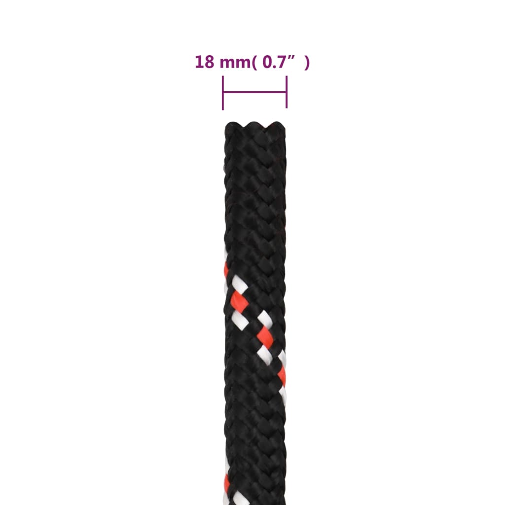 fekete polipropilén hajókötél 18 mm 25 m