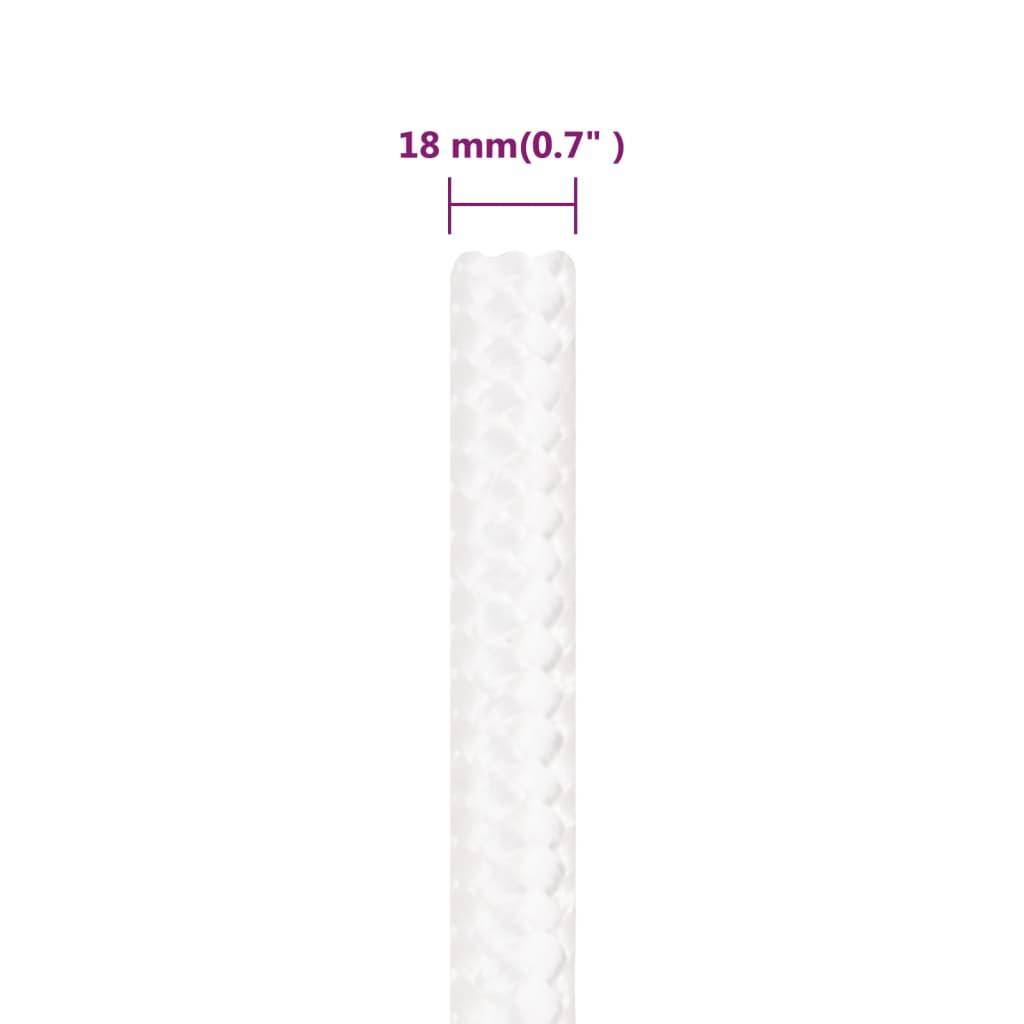 teljesen fehér polipropilén hajókötél 18 mm 25 m