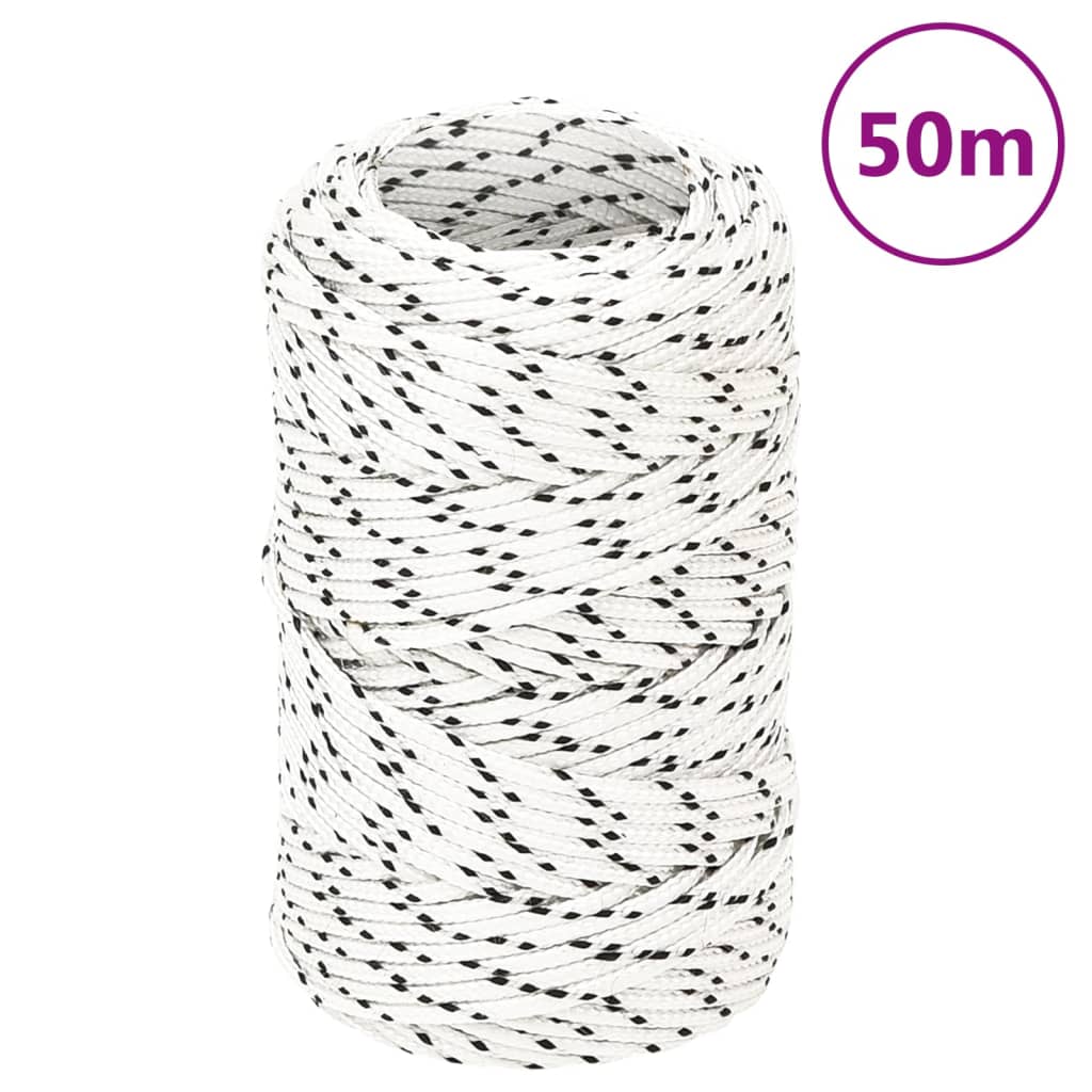 fehér poliészter fonott csónakkötél 2 mm x 50 m