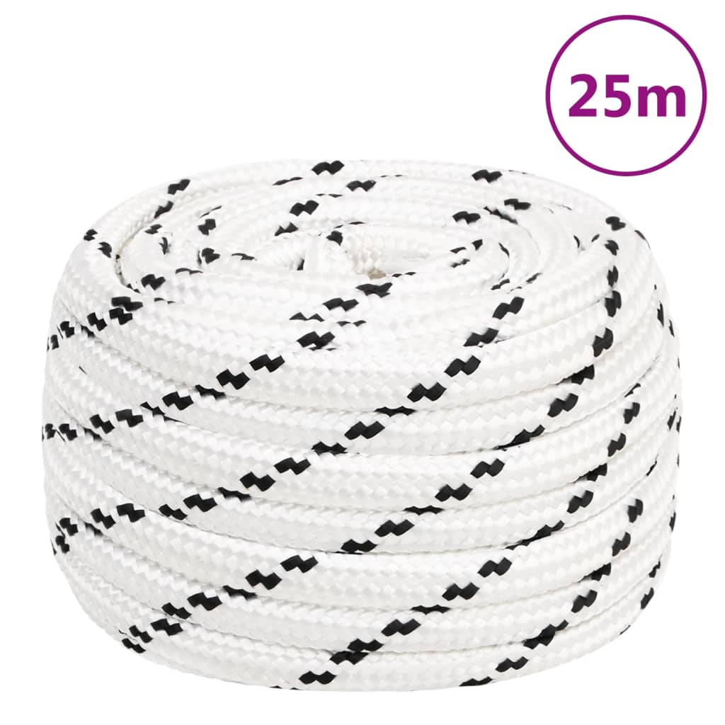 fehér poliészter fonott csónakkötél 16 mm x 25 m
