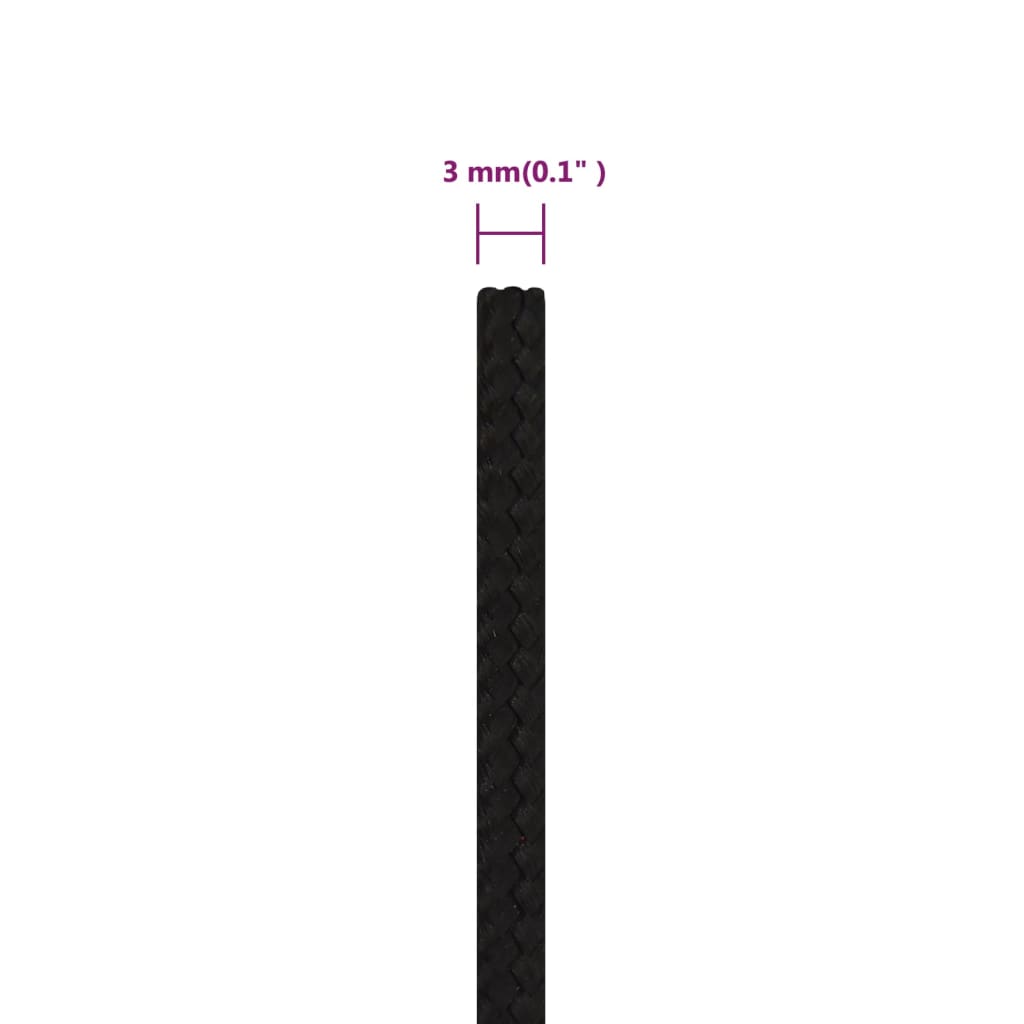 fekete poliészter munkakötél 3 mm 250 m