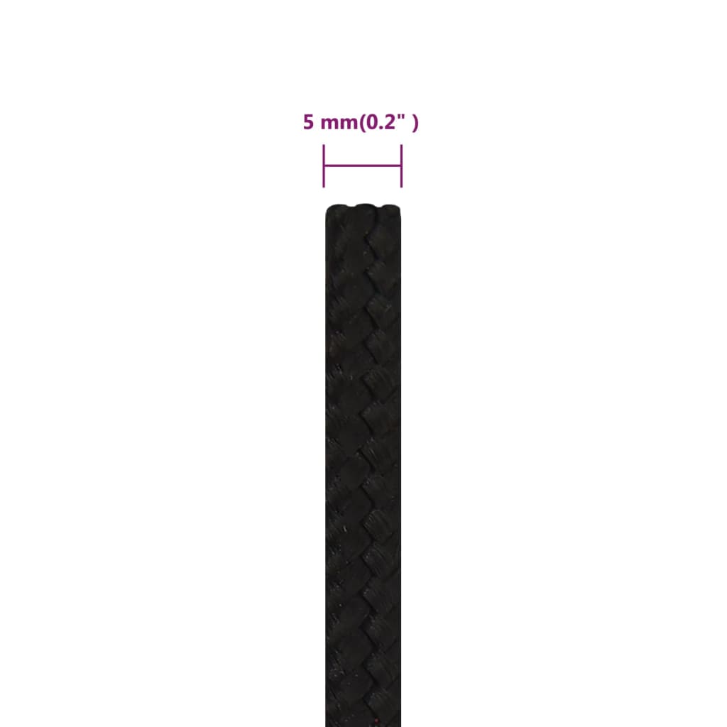 fekete poliészter munkakötél 5 mm 500 m