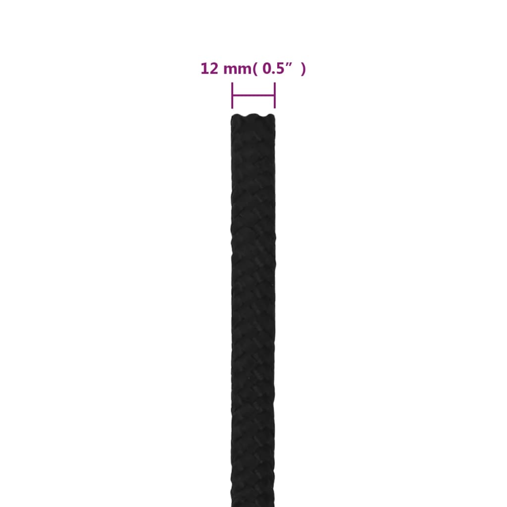 fekete poliészter munkakötél 12 mm 25 m