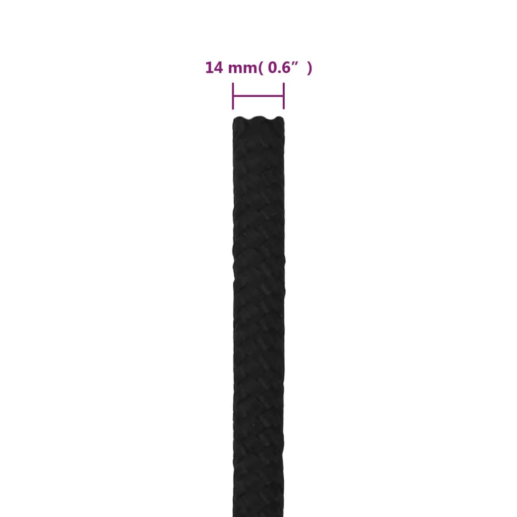 fekete poliészter munkakötél 14 mm 25 m