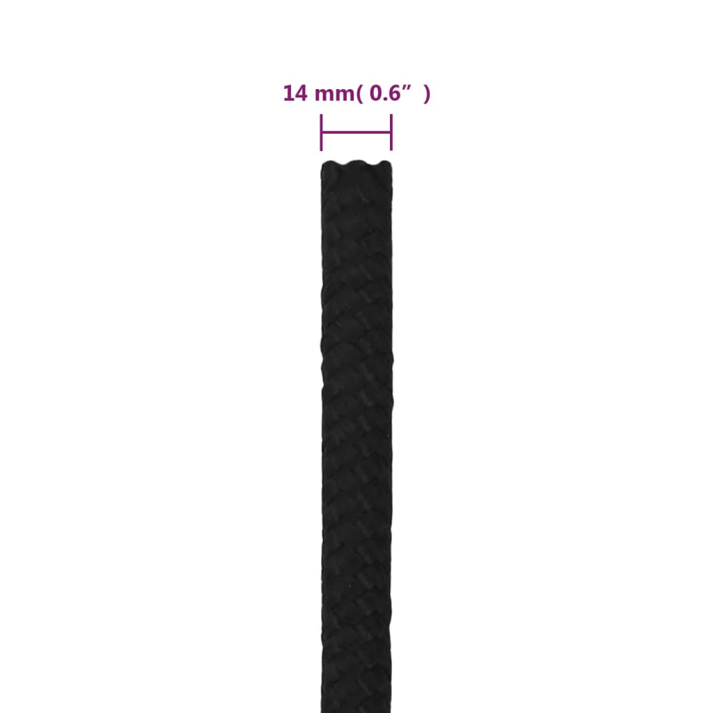 fekete poliészter munkakötél 14 mm 50 m