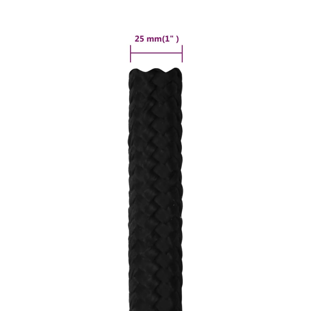 fekete poliészter munkakötél 25 mm 25 m