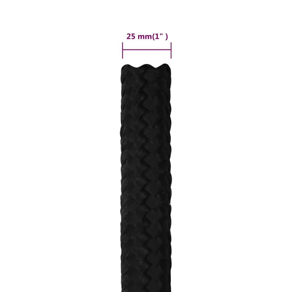 fekete poliészter munkakötél 25 mm 50 m