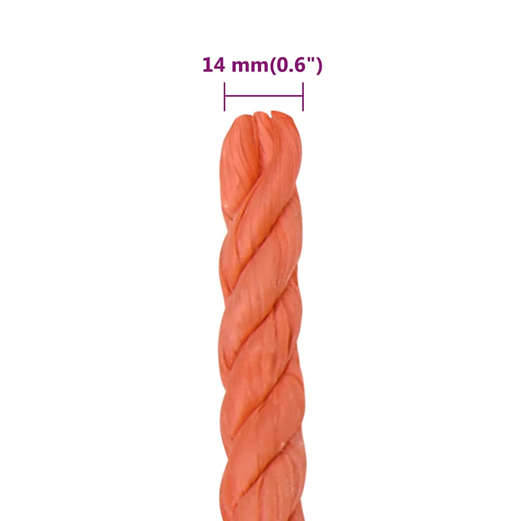 narancssárga polipropilén munkakötél 14 mm 50 m