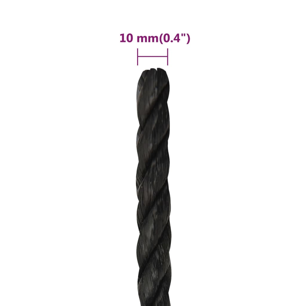 fekete polipropilén munkakötél 10 mm 100 m