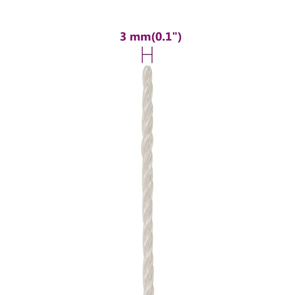 fehér polipropilén munkakötél 3 mm 100 m