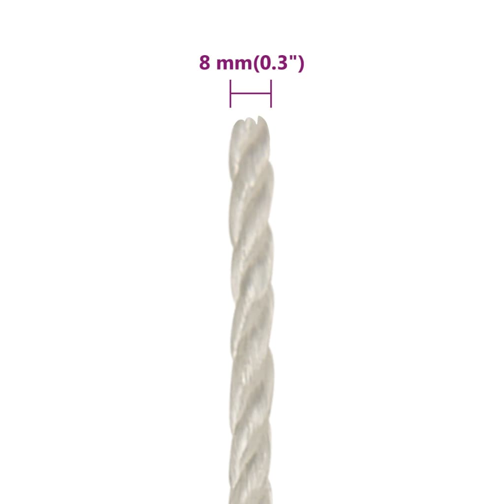 fehér polipropilén munkakötél 8 mm 50 m