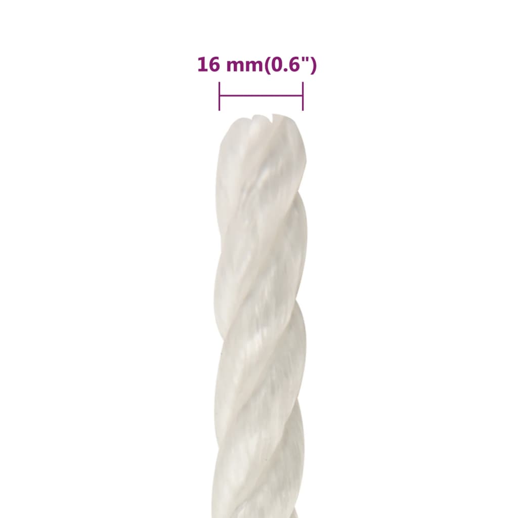 fehér polipropilén munkakötél 16 mm 25 m