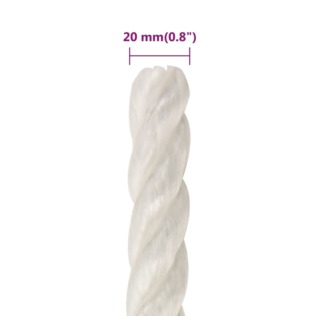 fehér polipropilén munkakötél 20 mm 100 m