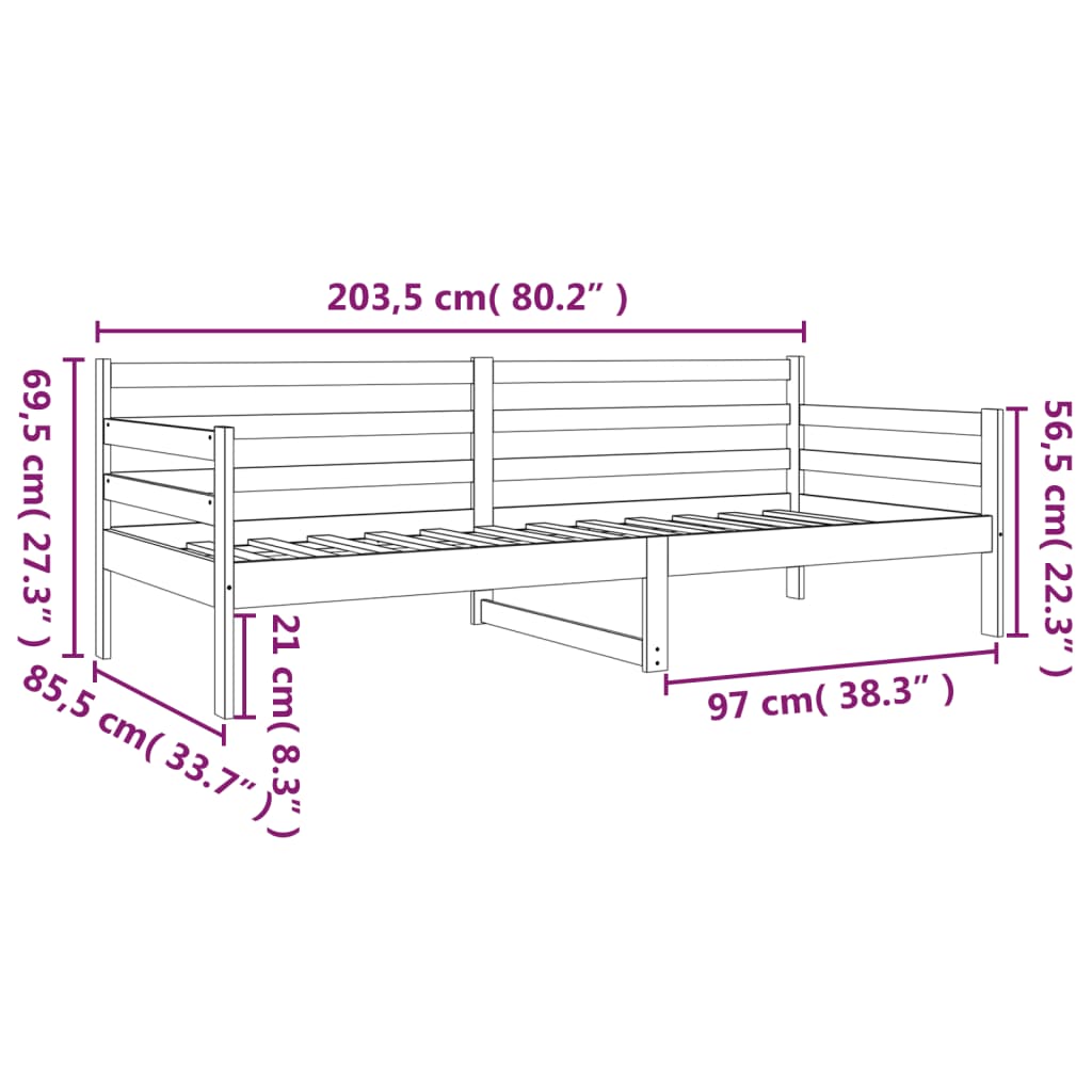 fehér tömör fenyőfa kanapéágy matrac nélkül 80 x 200 cm