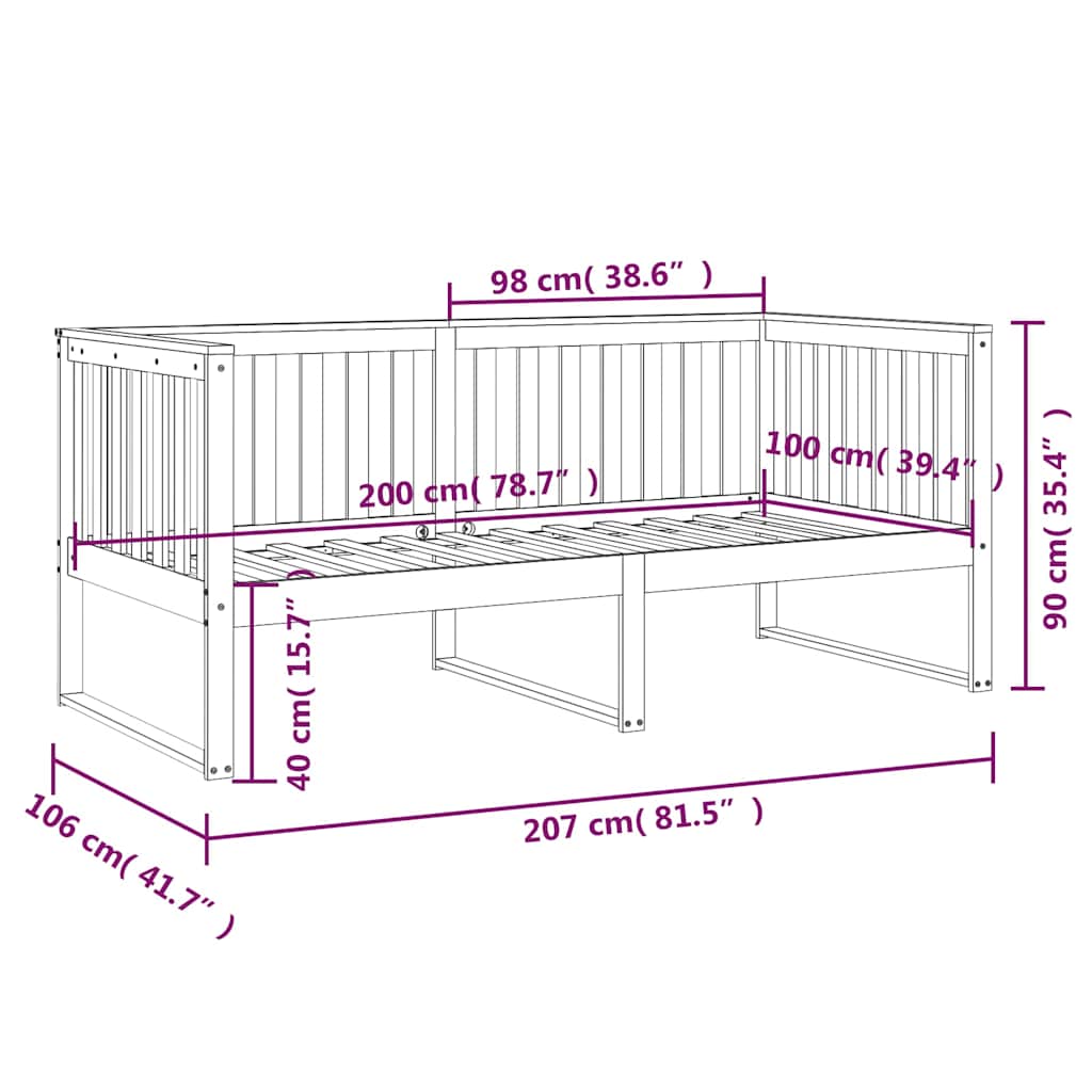 kanapéágy ágy matrac 100x200 cm tömör fa fenyőfa