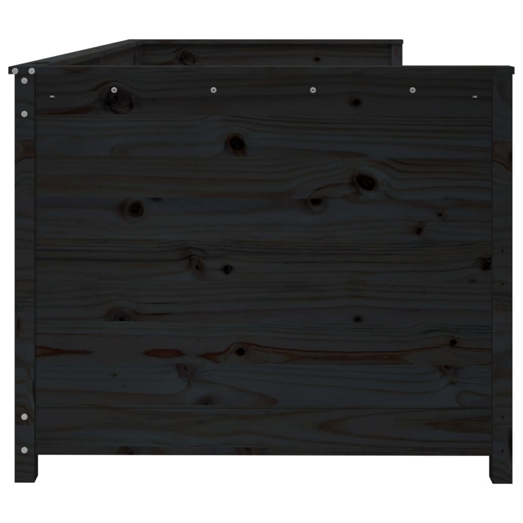 fekete tömör fenyőfa kanapéágy 90 x 200 cm