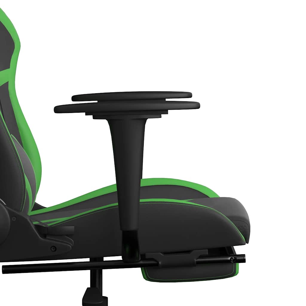 fekete és zöld műbőr masszázsjátékszék lábtartóval