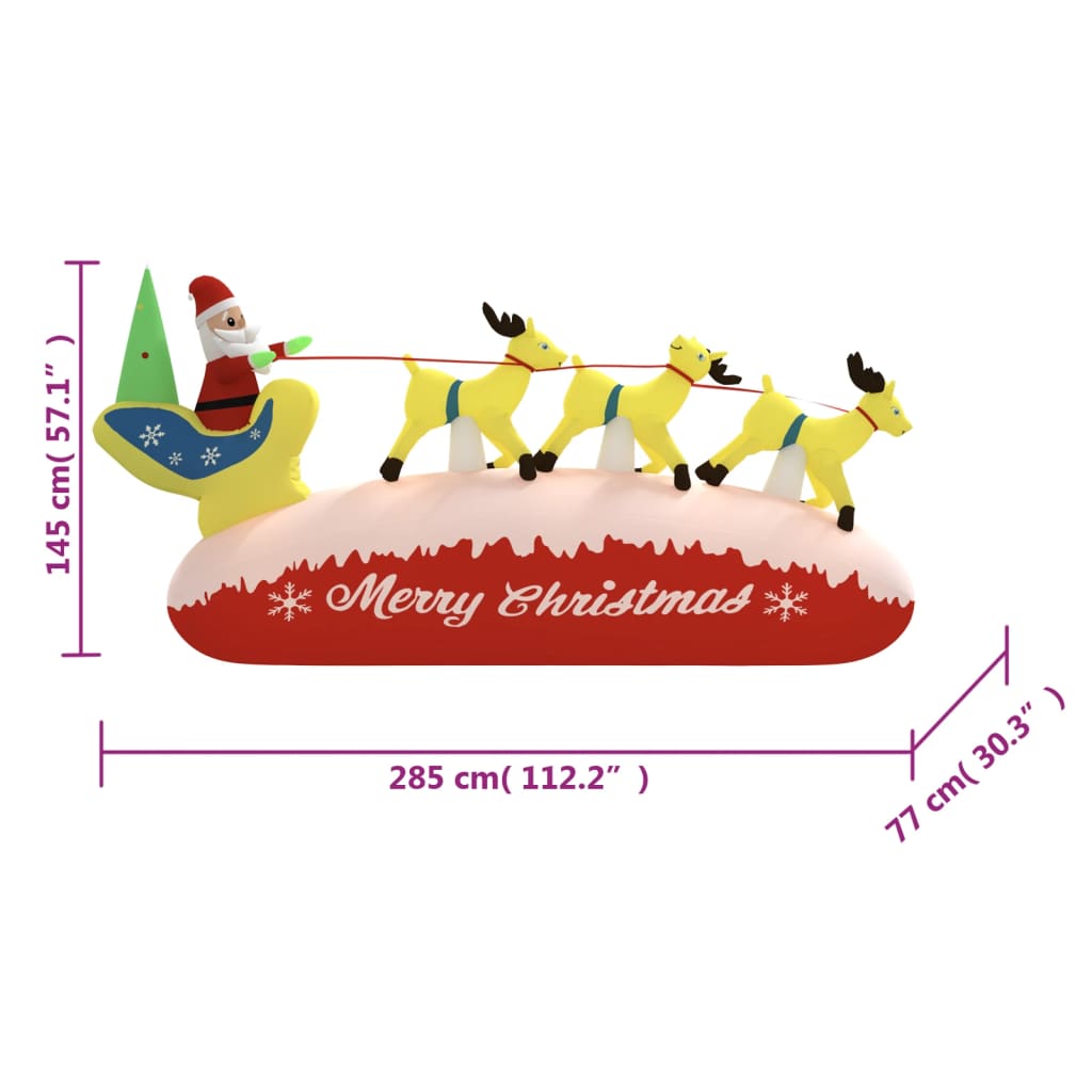 felfújható karácsonyi Mikulás és rénszarvas LED-ekkel 145 cm