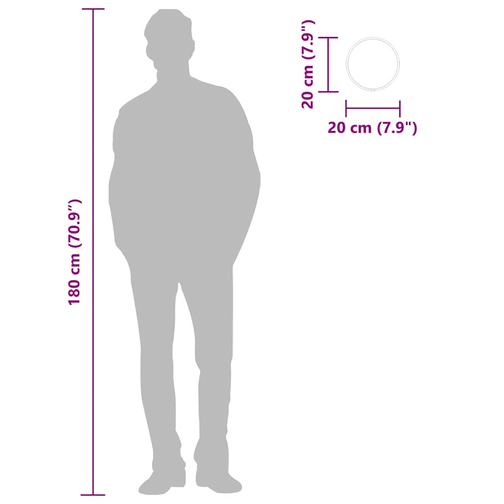 fekete falitükör Ø 20 cm Kerek