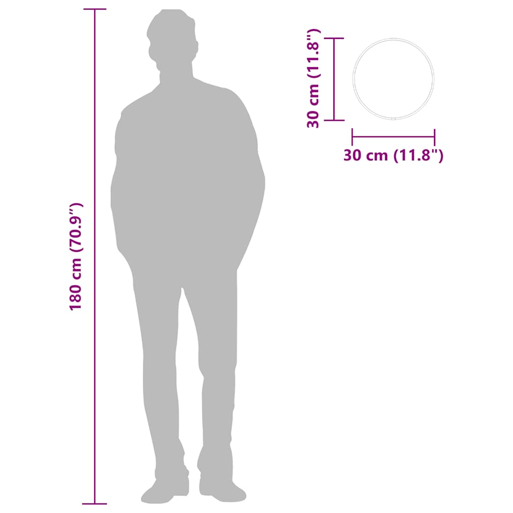 fekete falitükör Ø 30 cm Kerek