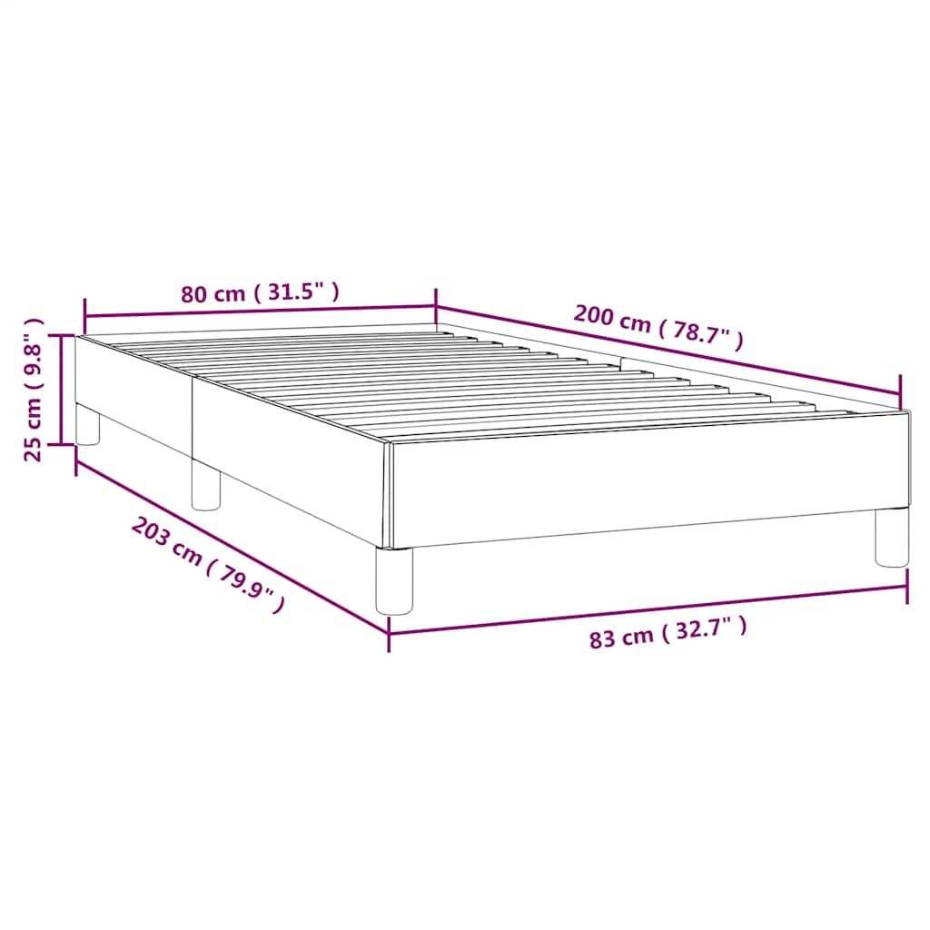 sötétszürke szövet ágykeret matrac nélkül 80x200 cm