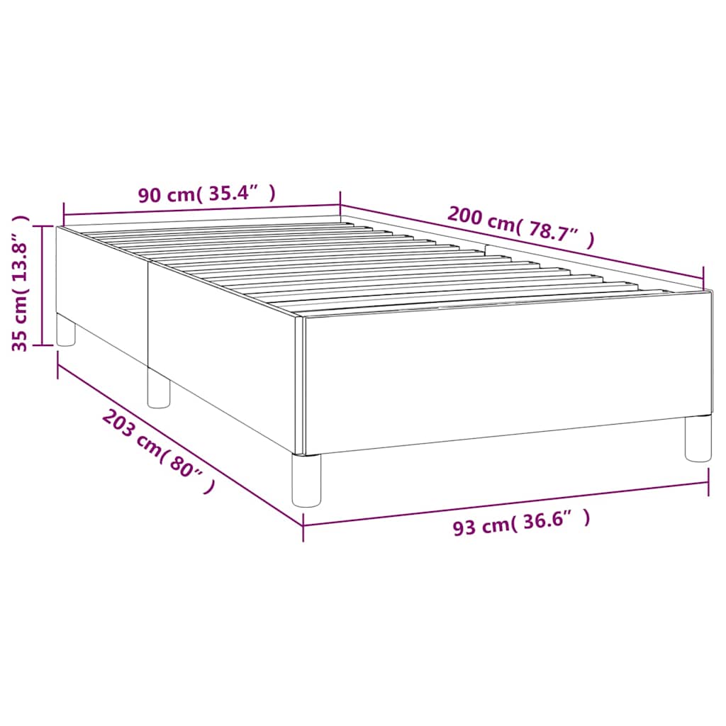 sötétbarna szövet ágykeret matrac nélkül 90x200 cm