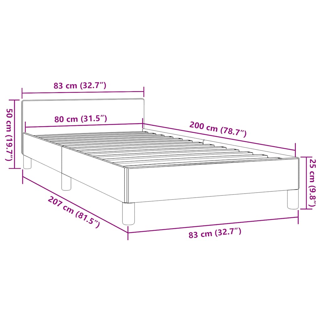 fehér ágykeret fejtámlával matrac nélkül 80 x 200 cm