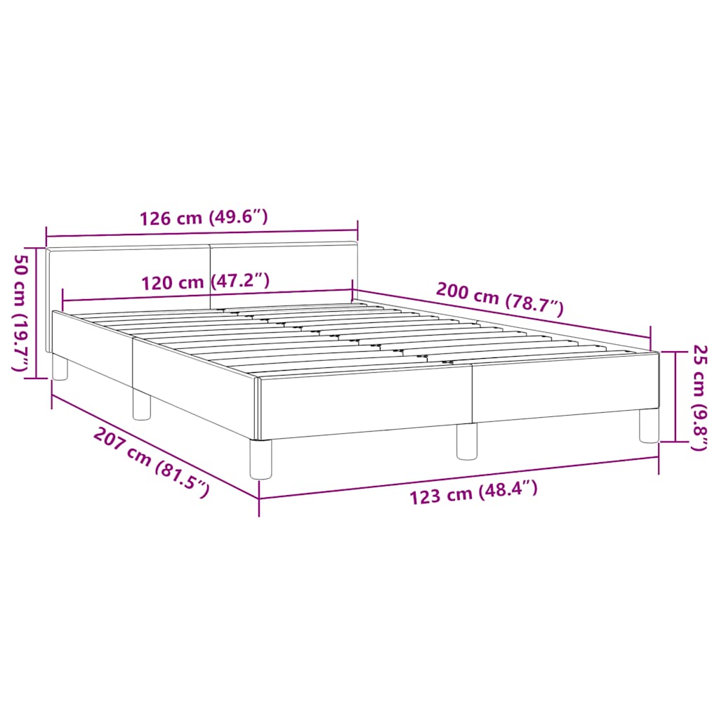 krémszínű ágykeret fejtámlával matrac nélkül 120x200 cm