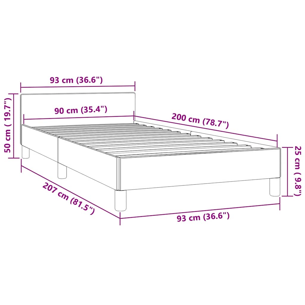 sötétkék bársony ágykeret matrac nélkül 90x200 cm