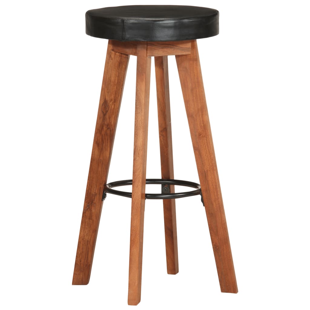 2 db valódi bőr és tömör akácfa bárszék