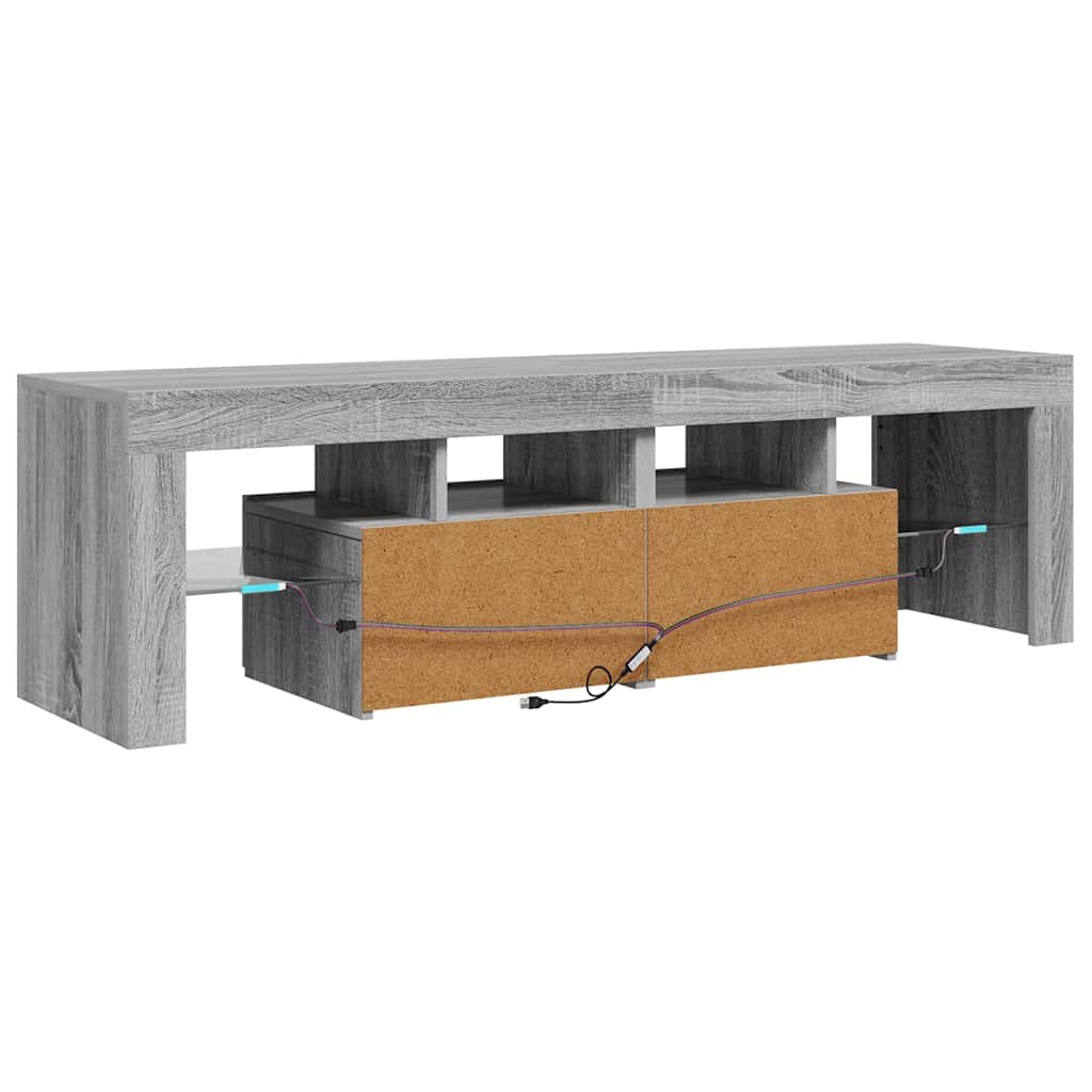 szürke sonoma színű TV-szekrény LED-világítással 140x36,5x40 cm