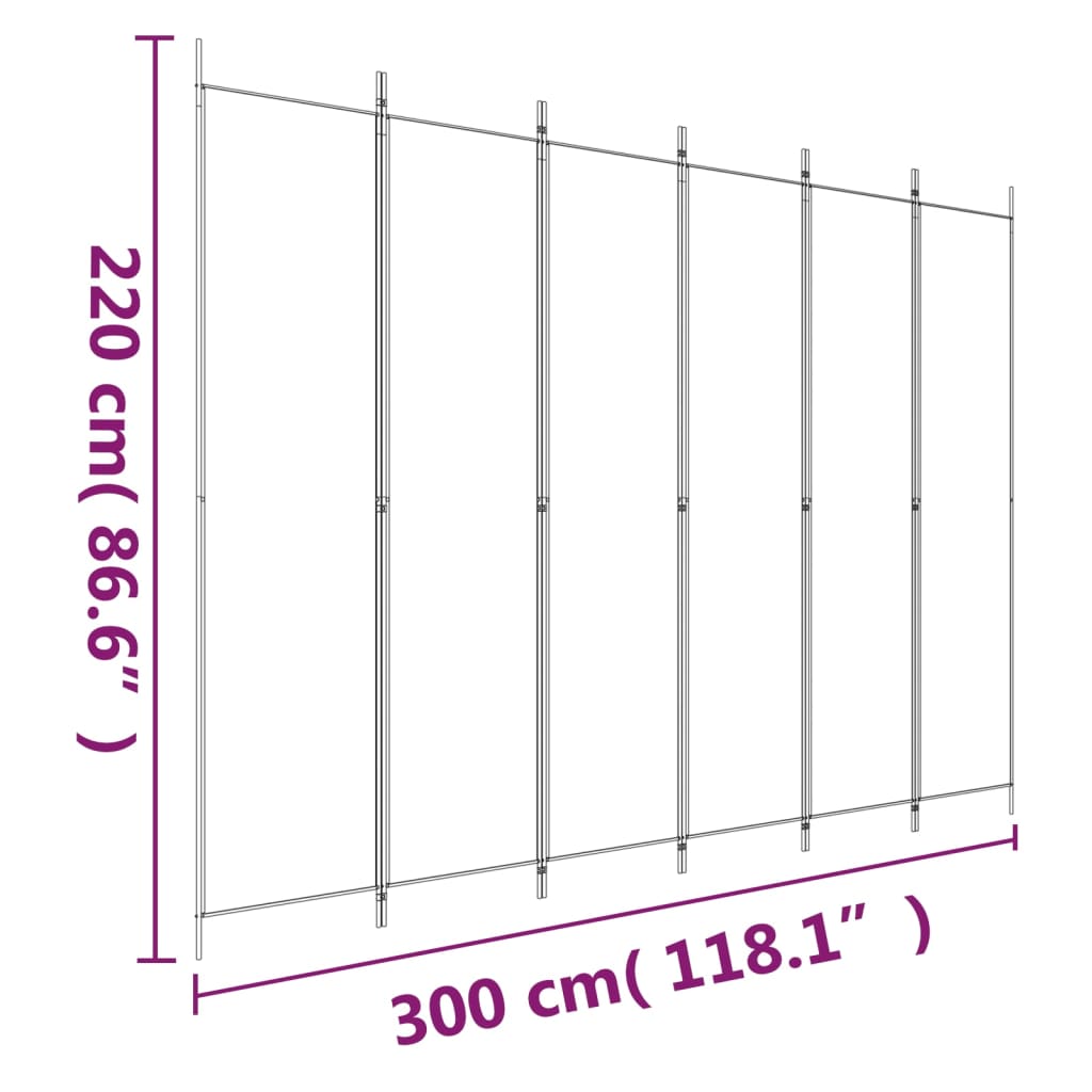 6 paneles fekete szövet térelválasztó 300x220 cm