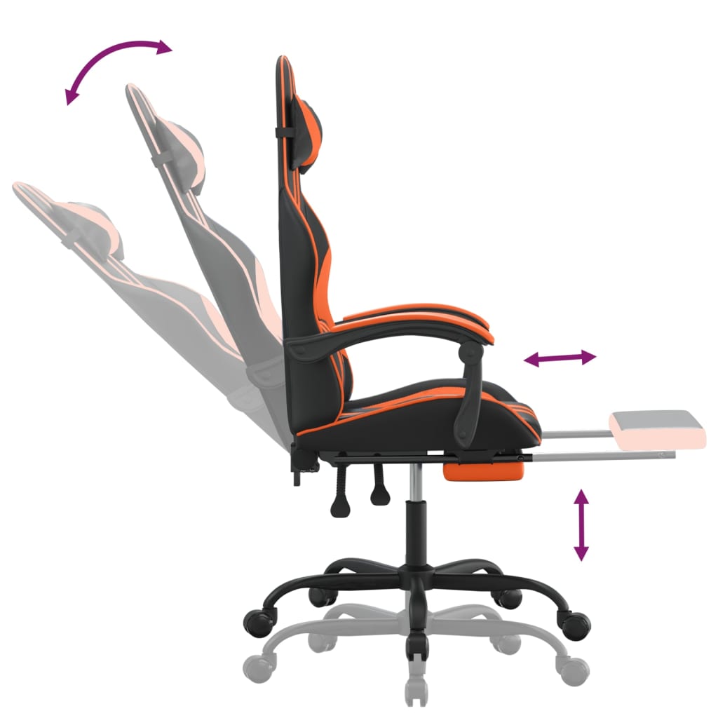 fekete és narancssárga műbőr forgó játékszék lábtartóval