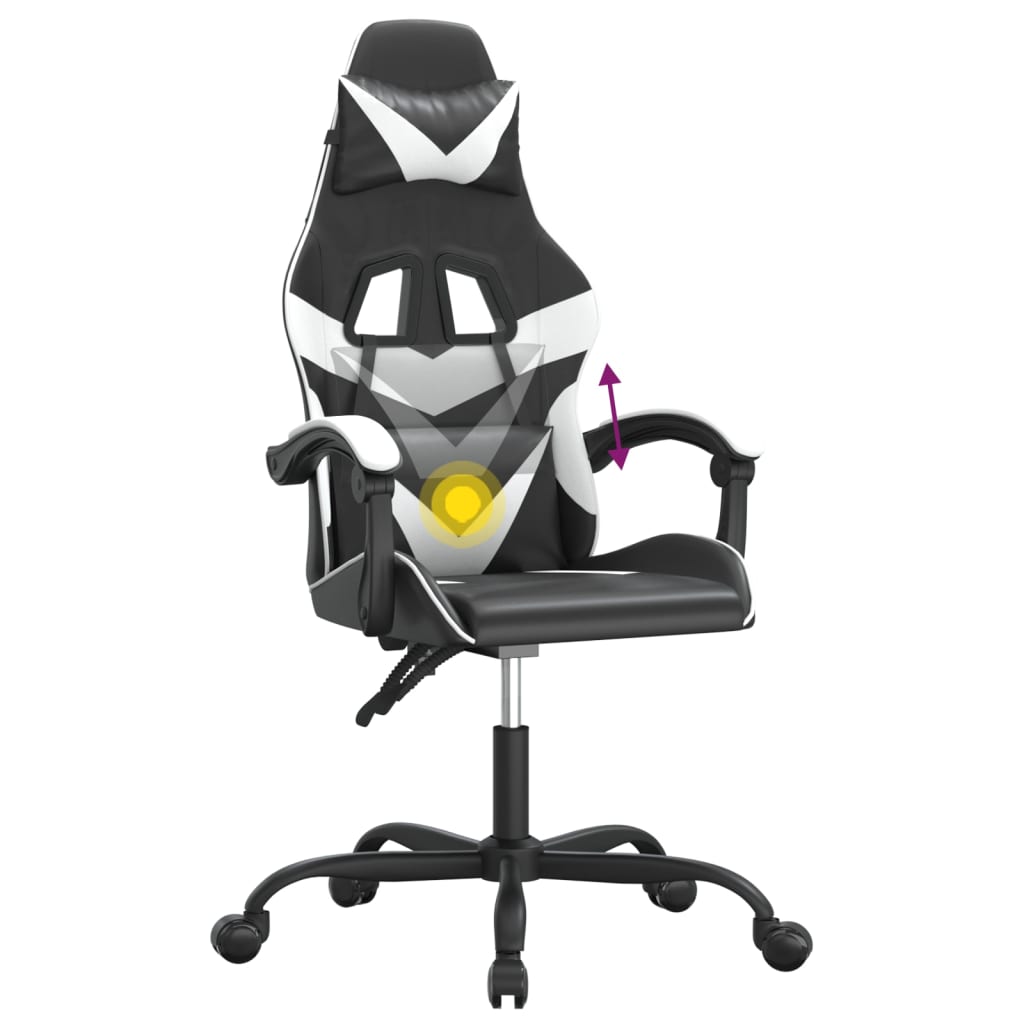 fekete és fehér műbőr forgó játékszék
