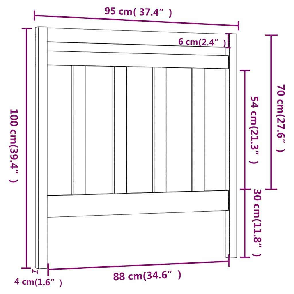 tömör fenyőfa ágy fejtámla 95 x 4 x 100 cm