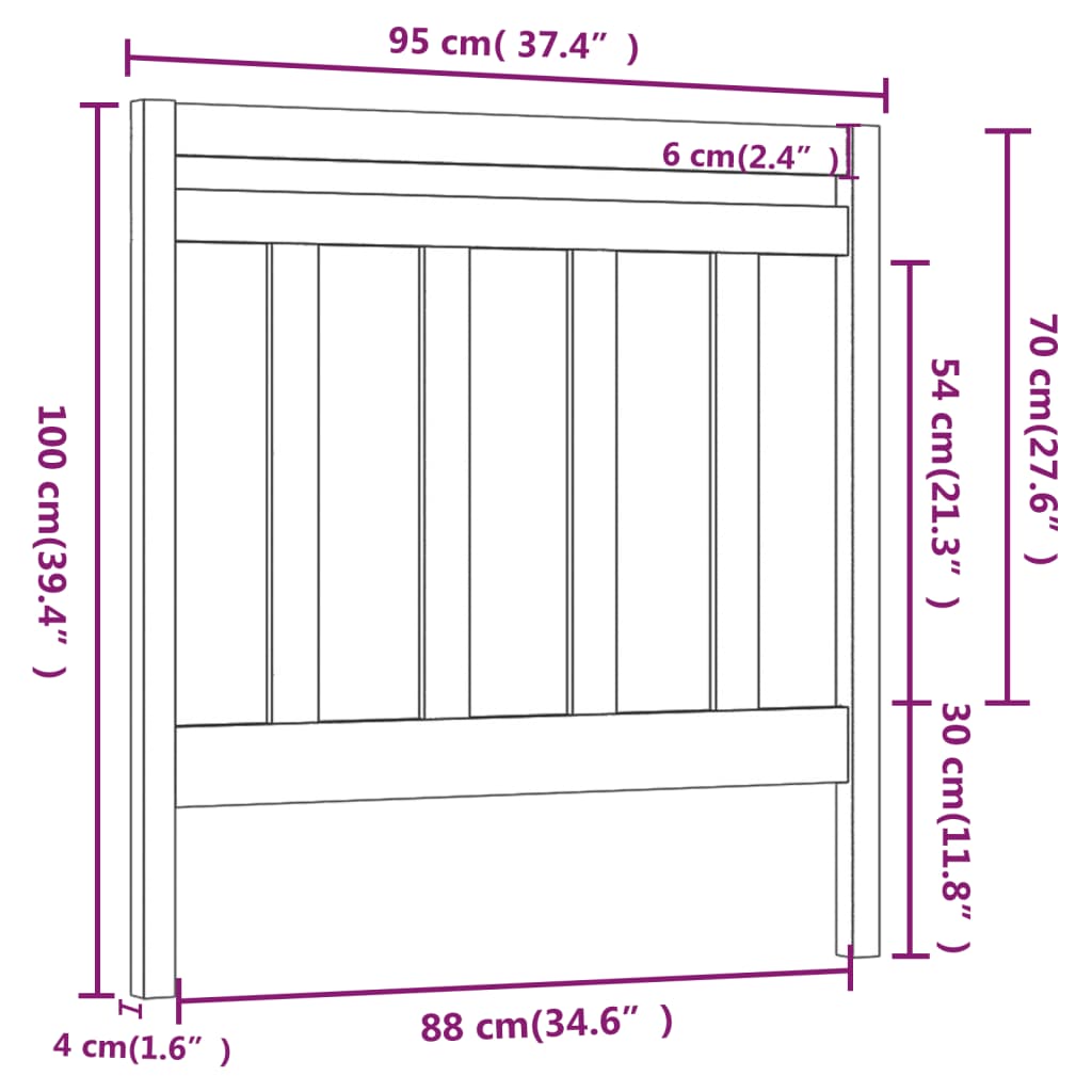 fehér tömör fenyőfa ágy fejtámla 95 x 4 x 100 cm