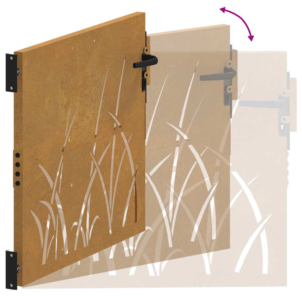 Corten acél kerti kapu 100x100 cm, fűmintás