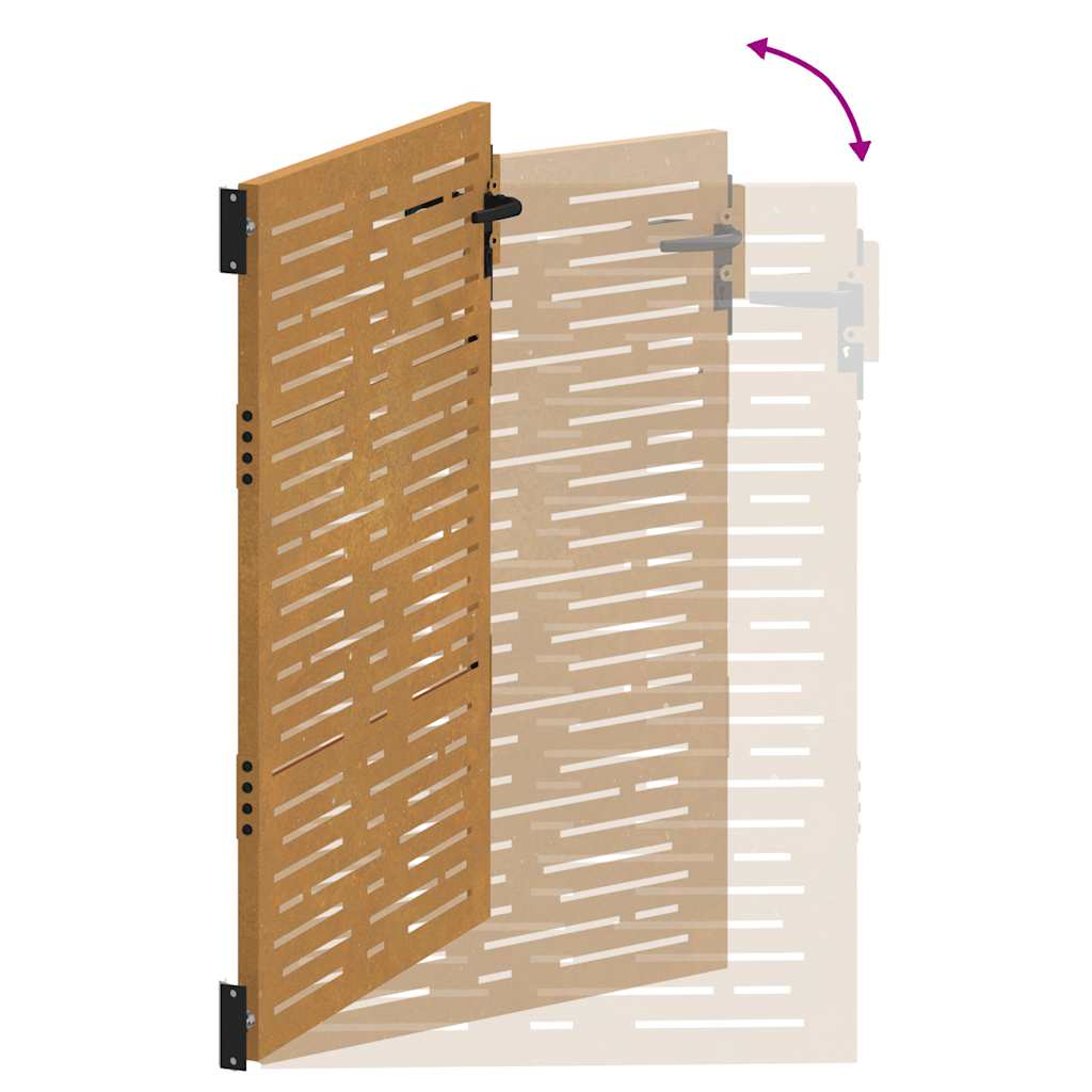 négyszögmintás corten acél kerti kapu 85 x 150 cm