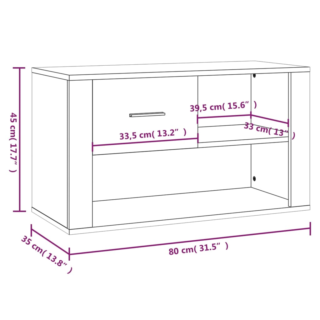 betonszürke szerelt fa cipőszekrény 80x35x45 cm