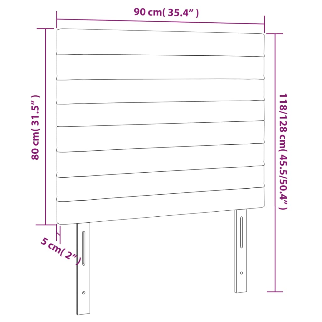sötétkék bársony fejtámla 90x5x118/128 cm