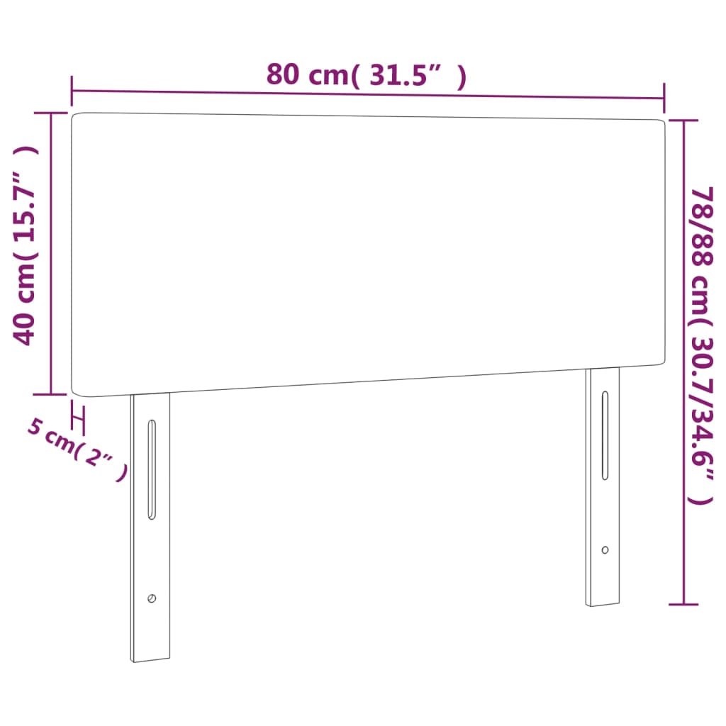 fekete bársony LED-es fejtámla 80 x 5 x 78/88 cm
